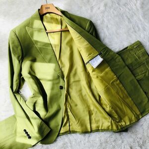 ★未使用★スーツ　セットアップ　テーラードジャケット　グリーン　緑　センターベンド　ピークドラペル　4XL　大きいサイズ　ブレザー　