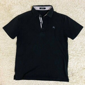  Burberry Black Label Burberry Black Label polo-shirt short sleeves black M cotton cut and sewn hose Logo spring summer men's 