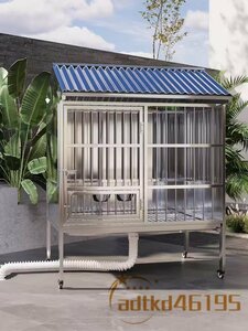  dog for cage made of stainless steel outdoors for medium sized dog for large dog cage roof attaching with casters . rainproof sunburn prevention enduring corrosion . difficult to rust 110*72*145CM