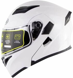 システムヘルメット バイクヘルメット フルフェイスヘルメット オープンフェイスヘルメット ホワイト SOMAN
