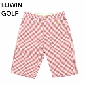 EDWIN GOLF エドウィン ゴルフ 春夏 KG5003-5009 ロゴ★ ギンガムチェック トラウザー ハーフ ショート パンツ Sz.S　メンズ　A4B02144_4#P