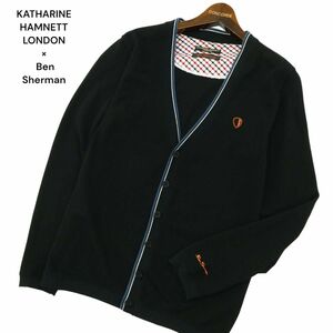 KATHARINE HAMNETT LONDON × Ben Sherman キャサリンハムネット × ベンシャーマン 鹿の子★ カーディガン Sz.M　メンズ 黒　A4T04369_4#O