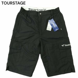 【新品 未使用】 TOURSTAGE ツアーステージ 撥水 裏メッシュ カーゴ ショート パンツ Sz.LL　メンズ 黒 ゴルフ 大きいサイズ　A4B02125_4#P