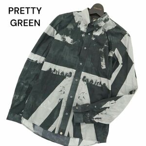 PRETTY GREEN プリティグリーン 通年 ムラ加工★ 総柄 長袖 ボタンダウン シャツ Sz.3　メンズ　A4T04565_4#C