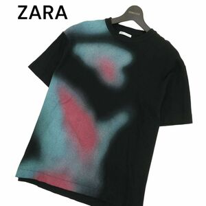 ZARA ザラ マン 現行タグ★ 春夏 プリント 半袖 カットソー Tシャツ Sz.S　メンズ 黒　A4T04569_4#J