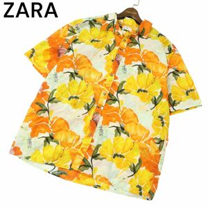 ZARA ザラ マン 現行タグ★ 春夏 オーバーサイズ 花柄 フラワー総柄 半袖 シャツ Sz.XL　メンズ　A4T04701_4#A