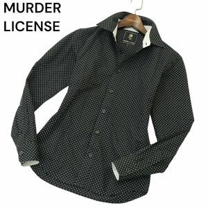 MURDER LICENSE マーダーライセンス 通年 ドット総柄★ 長袖 スリム シャツ Sz.44　メンズ 黒 日本製　A4T04687_4#C