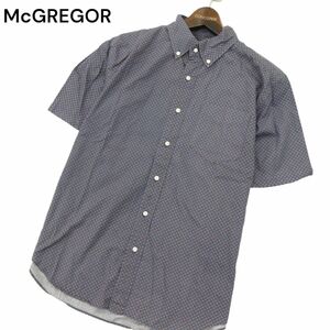 McGREGOR マクレガー 春夏 総柄★ 半袖 ボタンダウン シャツ Sz.M　メンズ ネイビー　A4T04597_4#A