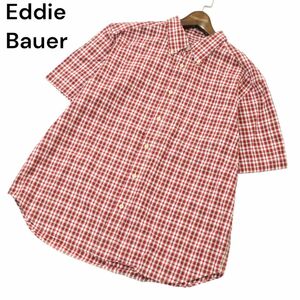 Eddie Bauer エディーバウアー 春夏 半袖 ボタンダウン チェック★ シャツ Sz.L　メンズ アウトドア モーリシャス製　A4T04683_4#A