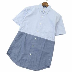 【新品 未使用】 J.CREW ジェイクルー 春夏 バイカラー 切替 半袖 ボタンダウン シャツ Sz.XS　メンズ　A4T04679_4#A