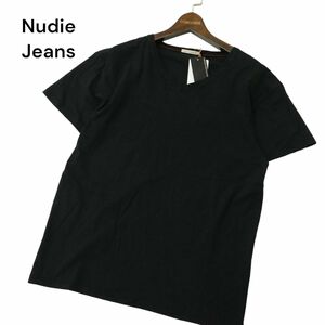 【新品 未使用】 Nudie Jeans ヌーディージーンズ LASSE LOOSE V-NECK 半袖 Vネック カットソー Tシャツ Sz.XS　メンズ 黒　A4T04658_4#D