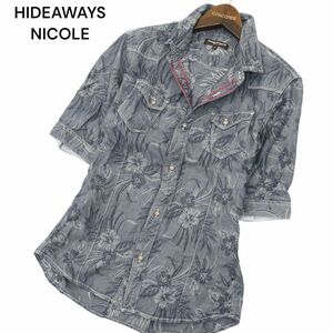 HIDEAWAYS NICOLE ハイダウェイ ニコル ジャガード 花柄 フラワー総柄★ 半袖 ウエスタン シャツ Sz.46　メンズ　A4T04618_4#A