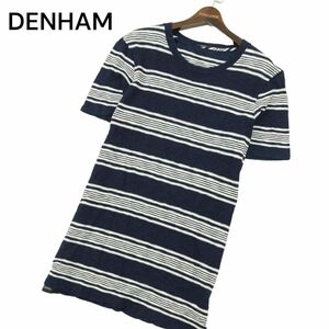 DENHAM デンハム 春夏 インディゴ★ ボーダー 半袖 カットソー Tシャツ Sz.S　メンズ ネイビー　A4T04602_4#D