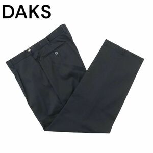 DAKS ダックス 通年 ロゴ★ タック入り スラックス パンツ Sz.91　メンズ ネイビー 日本製 大きいサイズ　A4B02208_4#R