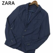 ZARA ザラ マン 春夏 現行タグ★ メッシュ 2B アンコン テーラード ジャケット Sz.44　メンズ ネイビー　A4T04769_4#M_画像1