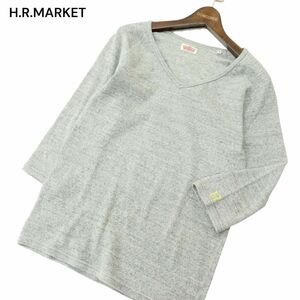 H.R.MARKET ハリウッドランチマーケット H刺繍★ ストレッチ フライス 7分袖 カットソー Tシャツ Sz.3　メンズ 灰 日本製　A4T04714_4#D