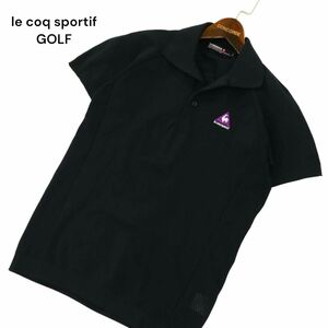 le coq sportif GOLF ルコック スポルティフ ゴルフ メッシュ切替 ロゴ刺繍 ストレッチ★ 半袖 ポロシャツ Sz.L　メンズ 黒　A4T03888_4#A