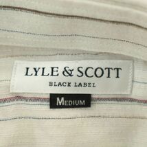 【新品 未使用】 LYLE&SCOTT BLACK LABEL ライル＆スコット 麻 リネン混 刺繍 半袖 ストライプ シャツ Sz.M　メンズ 日本製　A4T05026_5#A_画像8