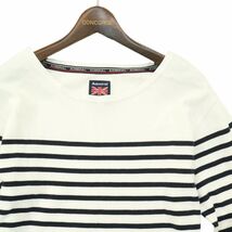 Admiral × Men's Bigi アドミラル メンズビギ ユニオンジャック★ ロゴ ボーダー 7分袖 カットソー Tシャツ Sz.3　メンズ　A4T04976_5#D_画像2