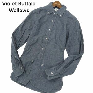 Violet Buffalo Wallows ドレステリア 通年 長袖 ボタンダウン シャンブレー★ デニム ワーク シャツ Sz.M　メンズ ネイビー　A4T04861_5#C