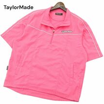 TaylorMade テーラーメイド 春夏 ロゴ★ 半袖 ハーフジップ シャツ ウインドブレーカー Sz.L　メンズ ピンク ゴルフ　A4T04787_4#M_画像1