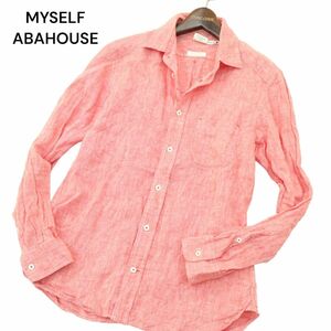 MYSELF ABAHOUSE my self Abahouse spring summer [Herdmans flax linen100%] long sleeve shirt Sz.M men's made in Japan A4T04969_5#A