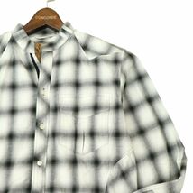 nonnative ノンネイティブ 通年 バンドカラー★ 長袖 ウエスタン オンブレー チェック シャツ Sz.2　メンズ 白 黒 日本製　A4T05016_5#C_画像2