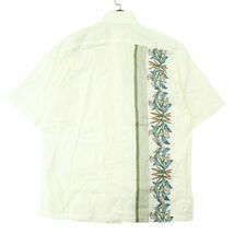 【新品 未使用】 MANGO マンゴ 古典 デイゴ ボーダー★ 半袖 アロハ シャツ かりゆしウェア Sz.M　メンズ 白 沖縄 日本製　A4T05044_5#A_画像4