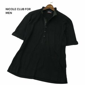 NICOLE CLUB FOR MENni cork Rav for men spring summer collar wire * stand-up collar rib polo-shirt with short sleeves Sz.50 men's black A4T05291_5#A