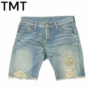 TMT чай Emuti большой Hori te- обработка * вышивка cut off Denim половина шорты джинсы Sz.S мужской A4B02398_5#P