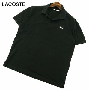 LACOSTE ラコステ 春夏 ワニ ラバーロゴ★ 半袖 鹿の子 ポロシャツ Sz.L　メンズ 黒　A4T05234_5#A