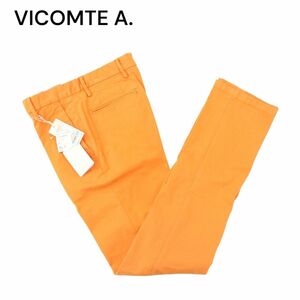 未使用★ VICOMTE A. ヴィコントアー 通年 ロゴ刺繍★ ストレッチ カラー スラックス パンツ Sz.36　メンズ オレンジ　A4B02444_5#R