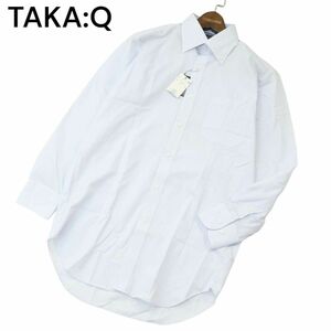 【新品 未使用】 TAKA:Q タカキュー 通年 ダイヤ柄 総柄★ 長袖 ボタンダウン シャツ Sz.M-80　メンズ　A4T05907_5#C