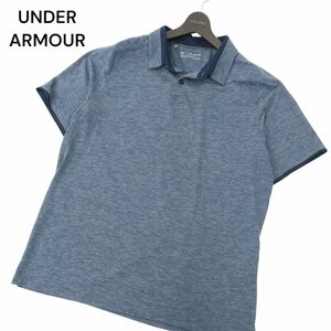 UNDER ARMOUR アンダーアーマー 春夏 HEATGEAR★ 半袖 ポロシャツ Sz.2XL　メンズ ネイビー ゴルフ 大きいサイズ 特大　A4T05782_5#D