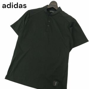 adidas GOLF アディダス ゴルフ 春夏 ADICROSS★ 半袖 ヘンリーネック シャツ ポロシャツ Sz.M　メンズ 黒　A4T05781_5#D