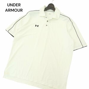 UNDER ARMOUR アンダーアーマー 春夏 ロゴ刺繍★ 半袖 チェック ポロシャツ Sz.LG　メンズ 白 ゴルフ　A4T05777_5#D