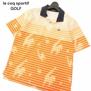 le coq sportif GOLF ルコック スポルティフ ゴルフ ロゴ 総柄★ グラデーション ボーダー 半袖 ポロシャツ Sz.L　メンズ　A4T05776_5#D