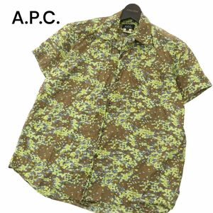 フランス製★ A.P.C. アーペーセー 春夏 デザイン 総柄★ 半袖 シャツ Sz.1　メンズ APC　A4T05754_5#A