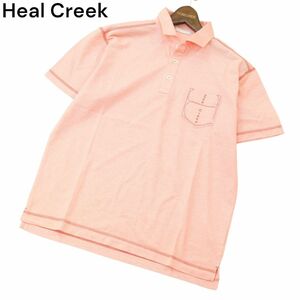 Heal Creek ヒールクリーク 春夏 ロゴ刺繍★ 半袖 ポロシャツ Sz.50　メンズ 大きいサイズ ゴルフ　A4T05912_5#A