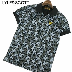 LYLE&SCOTT ライル＆スコット 春夏 イーグル ロゴ 総柄★ 半袖 ポロシャツ Sz.S　メンズ 黒 日本製 ゴルフ　A4T05876_5#A