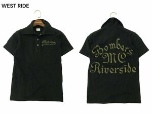 WEST RIDE ウエストライド 春夏 バック プリント★ 半袖 ポロシャツ Sz.32　メンズ 黒　A4T04497_4#A