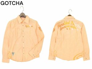 GOTCHA Gotcha through year back embroidery * long sleeve shirt Sz.M men's Surf A4T05934_5#C