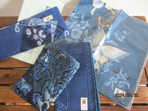 ■【新品】日本製 藍染 ハンカチ ひざ掛け　4枚