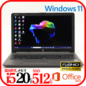 *HP250⑧* no. 8 generation i5-8265U*SSD512GB* memory 20GB* full HD*Web camera * battery good *Win11*Office*Bluetooth*