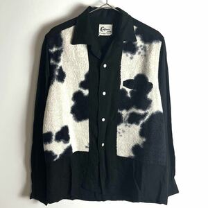 【50s 60s】vintage フェイクファー オープンカラーシャツ ブラック