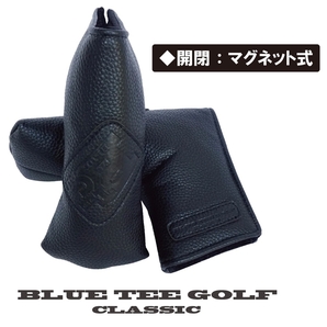 ◆③送料無料ブルーティーゴルフPTB【ＢＴＧクラシックバージョン】ブレード型パター用ヘッドカバー【ブラック】BLUE TEE GOLF HCC-001