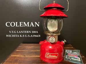 ビンテージ★コールマン/Coleman★ランタン/Lantern★200A/1966年8月【PYREXグローブ★PATENTS★底面SUNSHINE☆MANTLE有】超希少！玉数無！