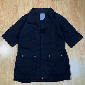 即決・NUDE：MASAHIKO MARUYAMAのF-1ジャケット風の半袖ジャケット・黒・４０（L)・日本製