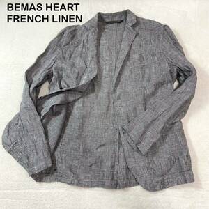 *. высота. дизайн *linen100%* BEMAS HEART / Beams Heart FRENCH LINEN в клетку tailored jacket мужской 44 размер 