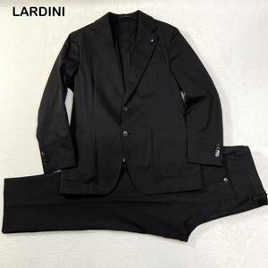 漢の戦闘服　☆未使用品級☆ LARDINI ラルディーニ　薄手　通年アイテム　ブートニエール　セットアップ　スーツ　XLサイズ　ブラック